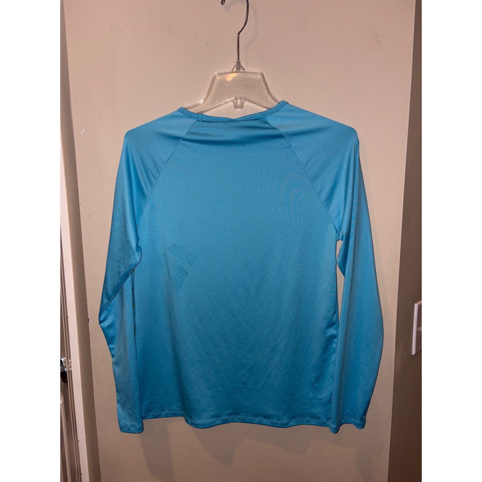 Nautica Womens Long Sleeve Rash Guard Blue Yellow Logo Swim Shirt Size M NEW