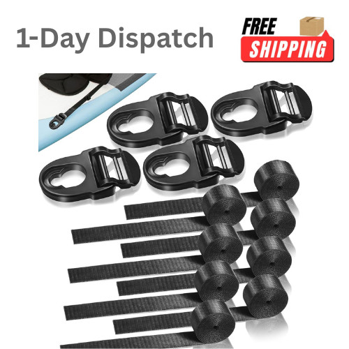 HLOGREE 4Pcs Kayak Seat Clips Replacement & 8Pcs Straps Seat Belt Clips
