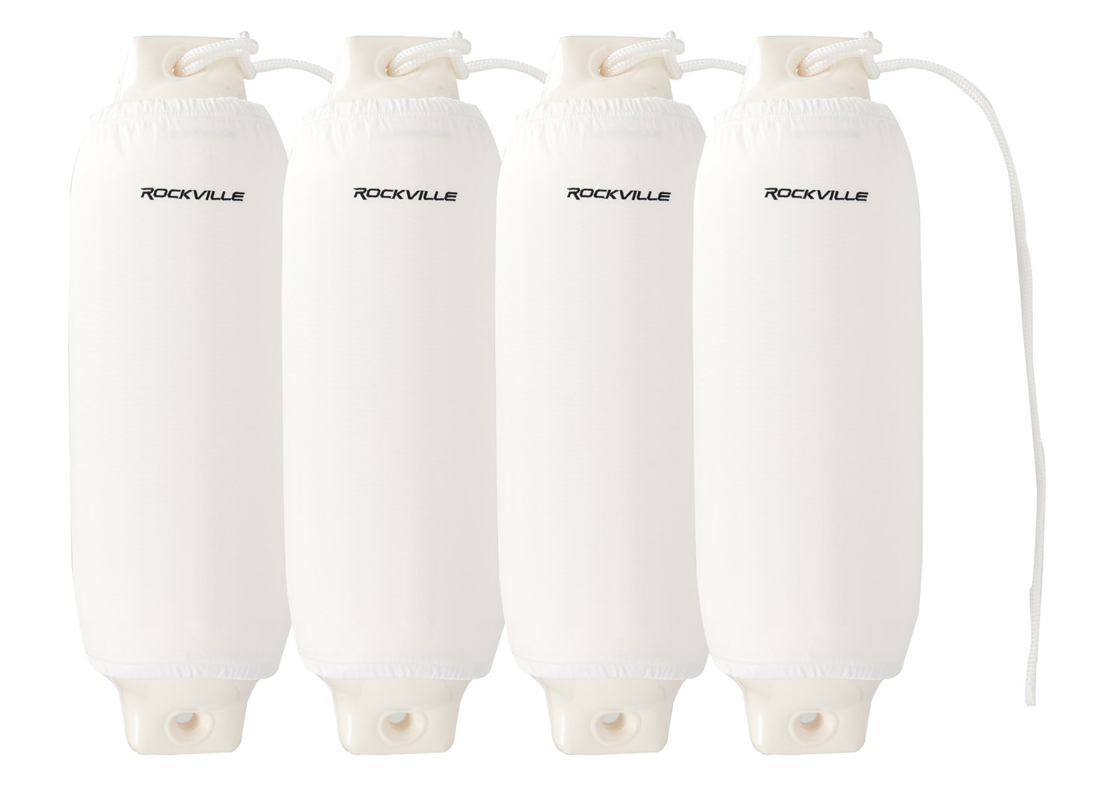Rockville FEN485-WHITE Boat Fender Package 4 Bumpers 8.5″x27″, 4 Covers, 4 Lines