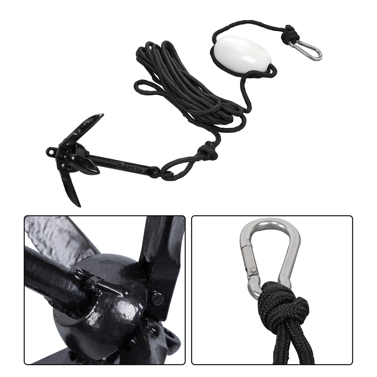Marine Complete Folding Anchor Kit 24 ft Rope Buoy Kayak PWC Canoe Jet Ski