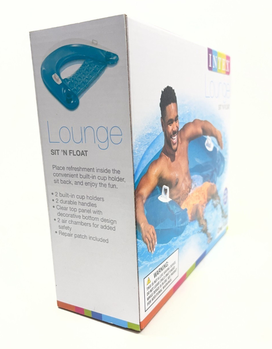 Intex Lounge Sit ‘n Float Pool – Blue color Adults 60″x39″ NEW IN SEALED BOX