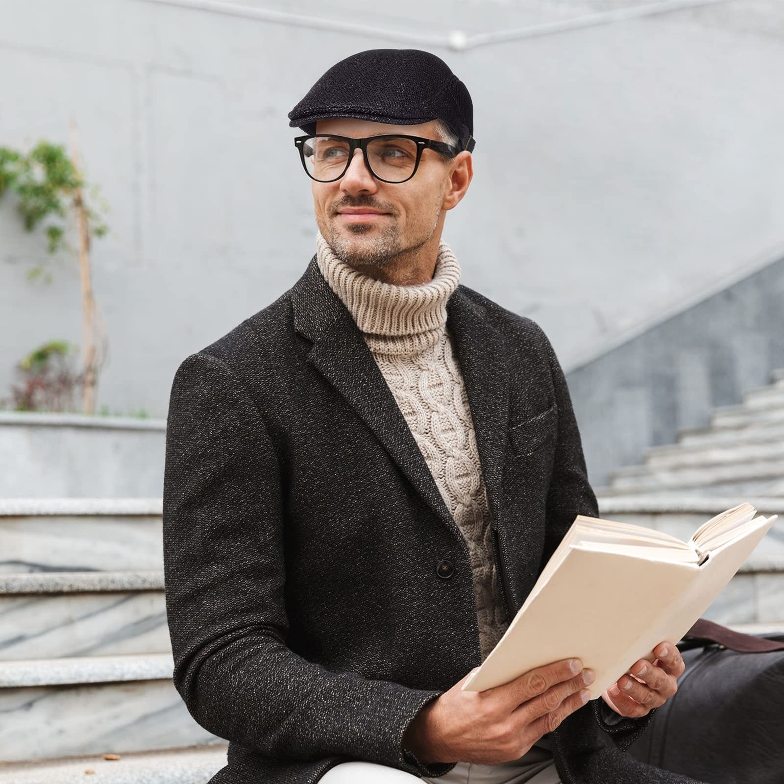 Geyoga 3 Pieces Mesh Newsboy Cap Mesh Breathable Summer Cap Adjustable Newsbo…