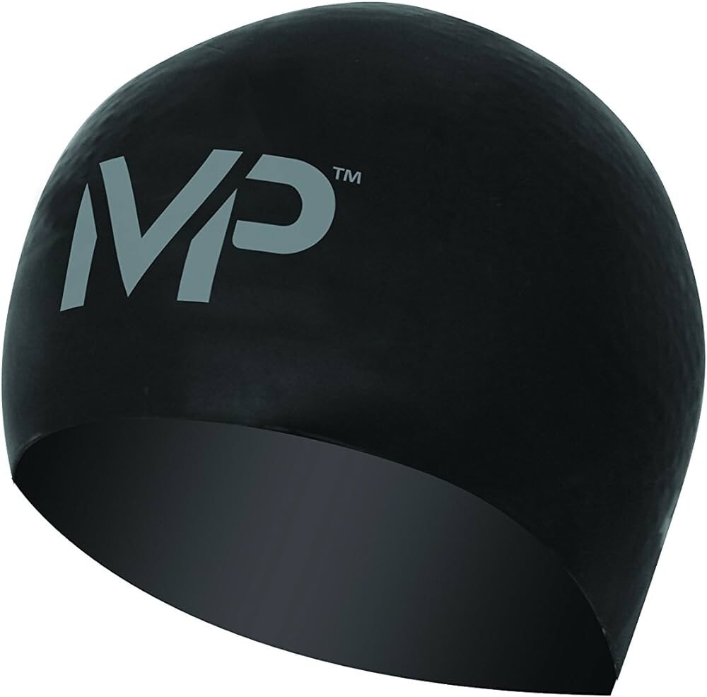Phelps Black Adult 100% Silicone Swimming Competition Water Sport *Race Cap*