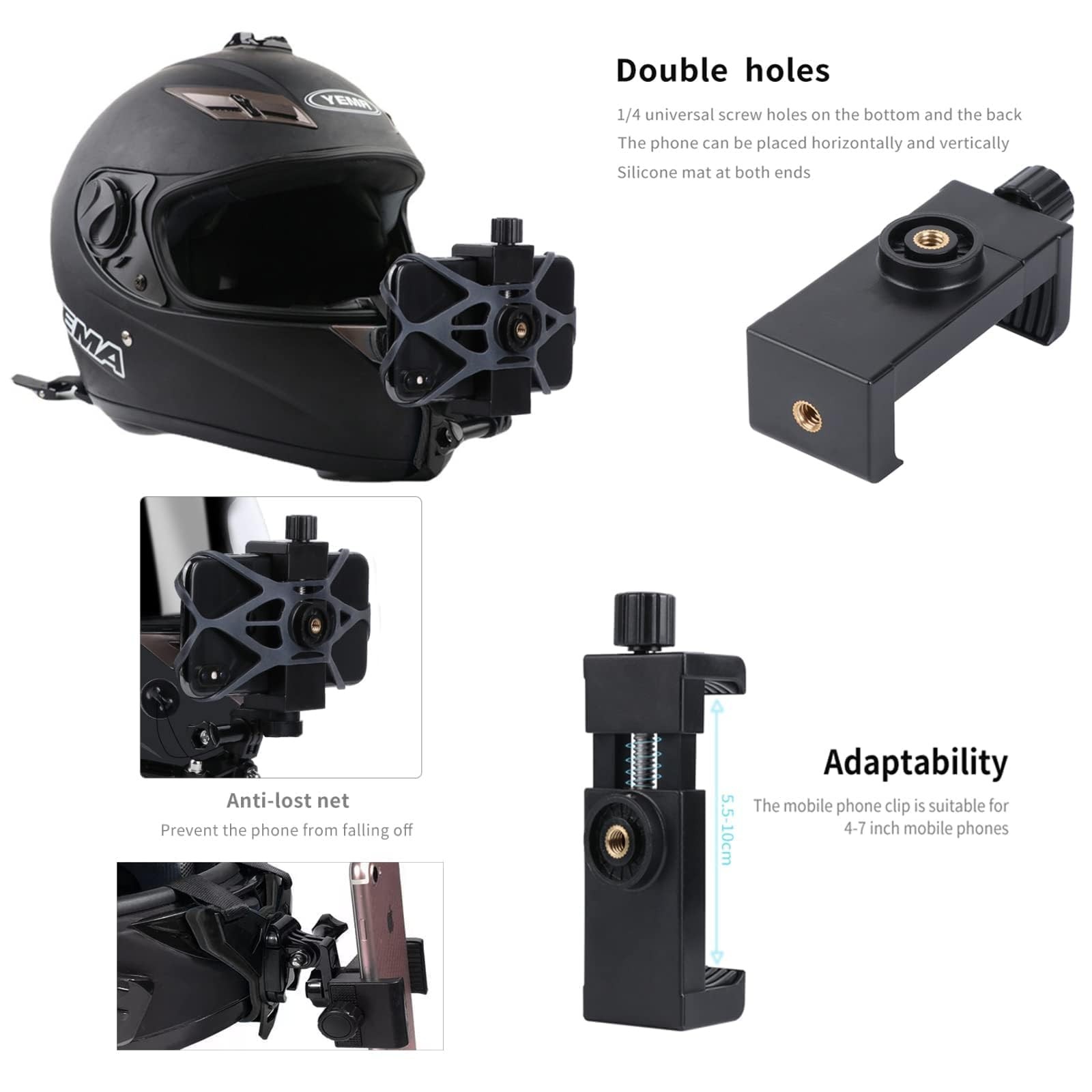 OctinPris Motorcycle Helmet Chin Fits mobile phones under 7 inches, Black