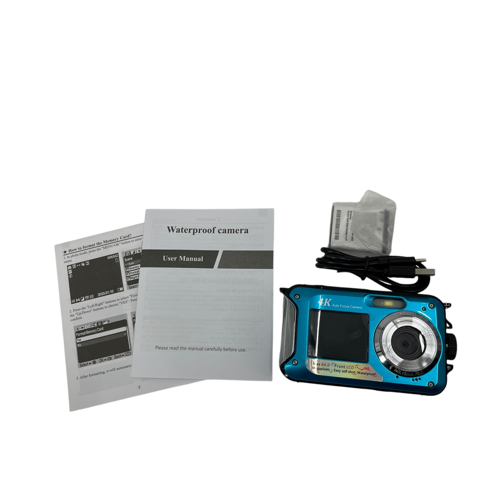 4K Underwater Camera 11FT Waterproof Camera Blue #NO8501 (AR)