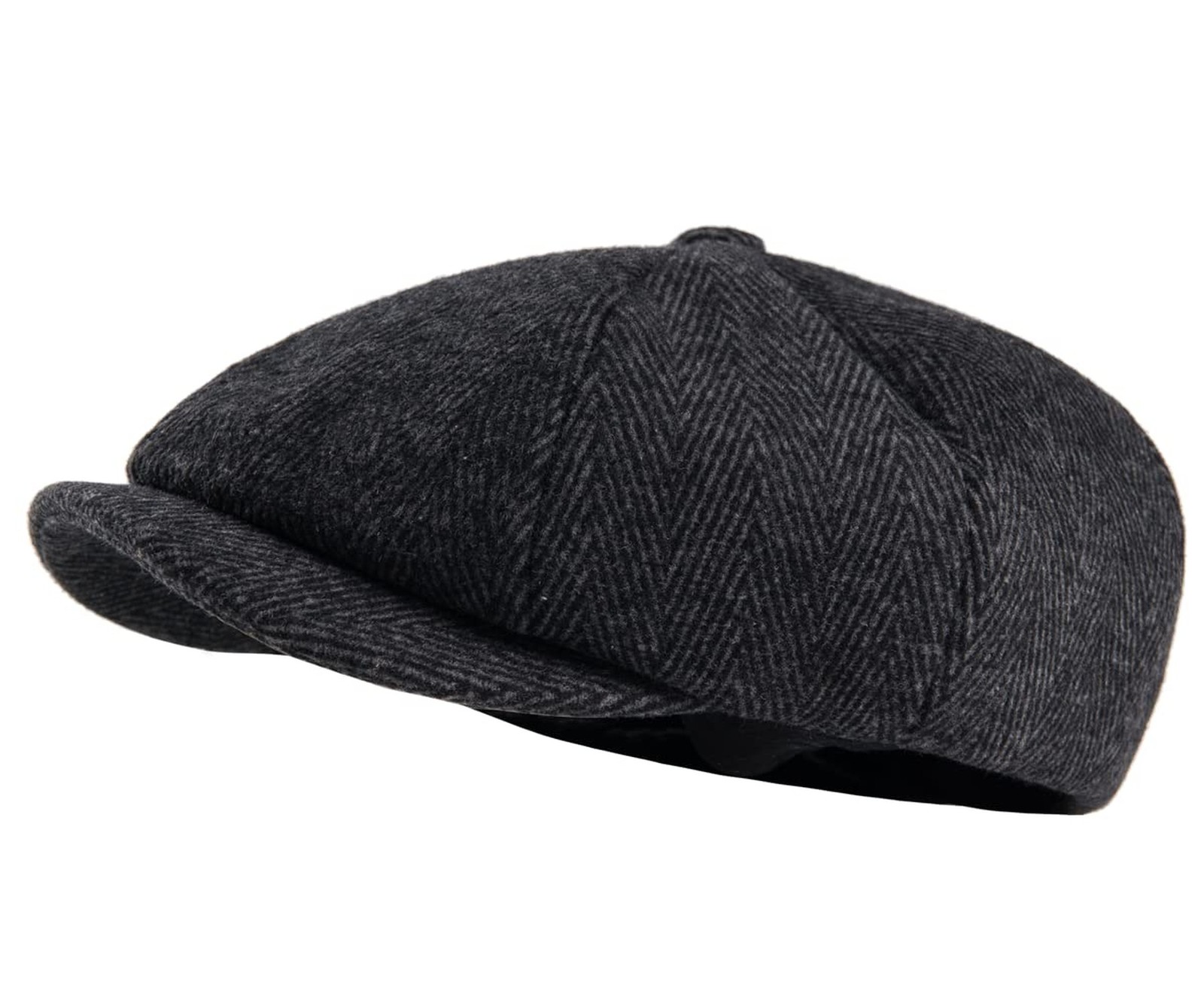 2 Pack Newsboy Cap Peaky Herringbone Baker Boy Flat Caps for Men Women (Black…