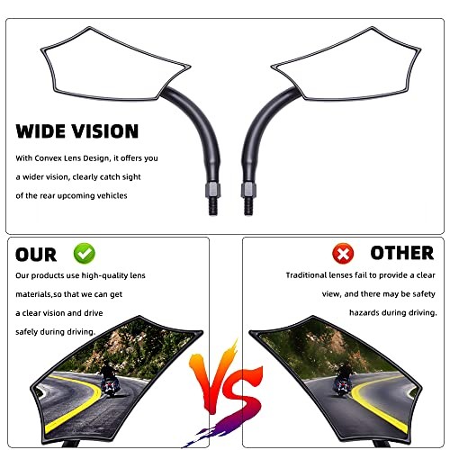 Motorcycle Mirrors,Upgrade Rearview Motorcycle Mirrors Black Irregular Shape