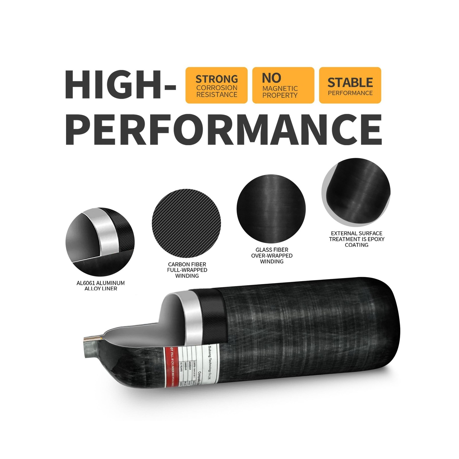 TUXING 4500Psi Carbon Fiber Scuba Tank(NOT DOT)6.8L 414Cu in 6800CC High Pres…