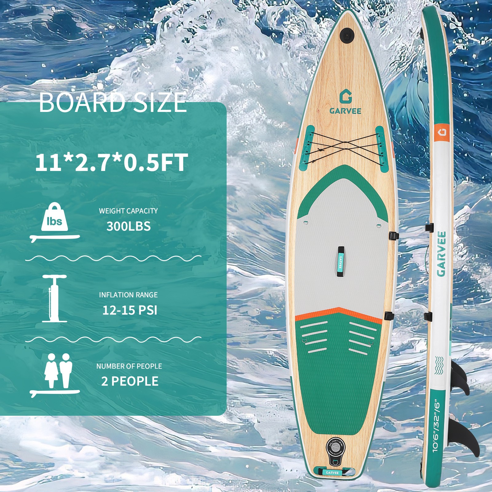 Inflatable Stand Up Paddle Board 11/11.5FT w/Camera Mount Paddle Pump Backpack