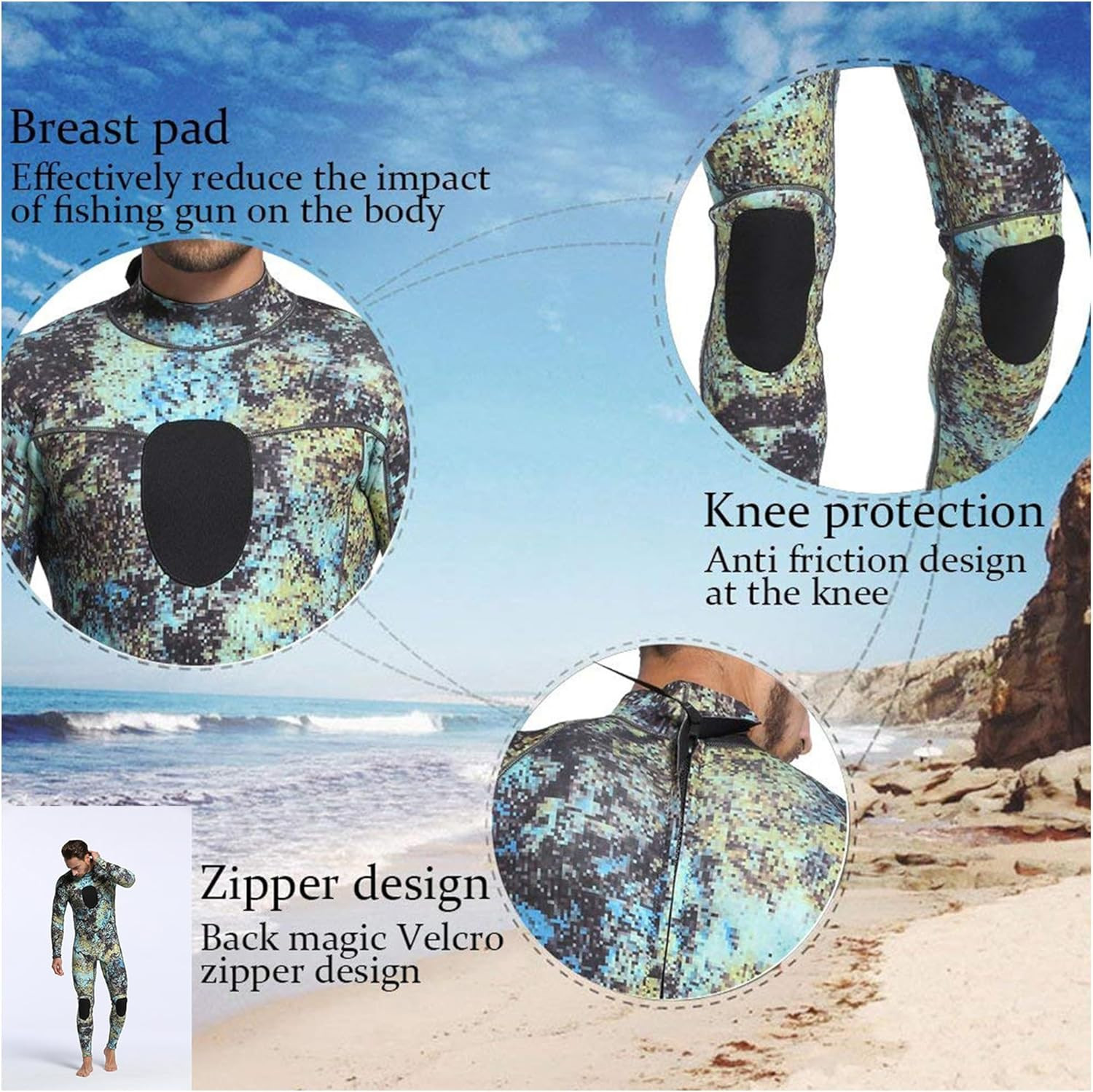 Wetsuits Mens 3MM Camo Neoprene Scuba Diving Unisex One Piece Sport Skin Spearfi