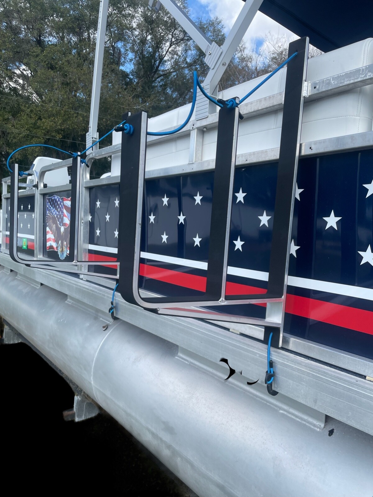 Pontoon Boat Dual Wake/Paddle Board Solution w/Storage Rack