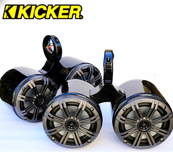2 x Twin Black Coated Wakeboard Speaker Kicker 45KM654CW 6.5″ Marine Speaker