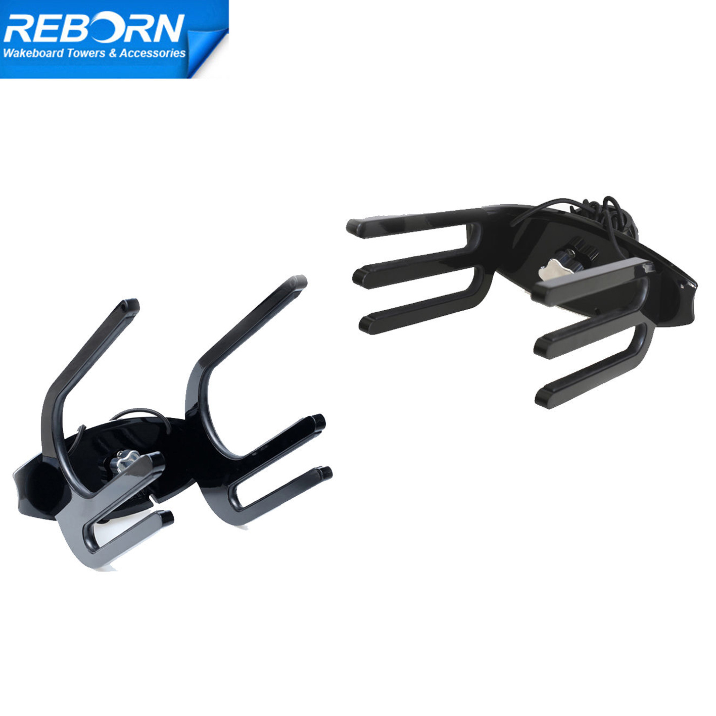 Reborn Black Pro QR Boat Wakeboard Rack Plus Wakeboard/Kneeboard Combo Rack
