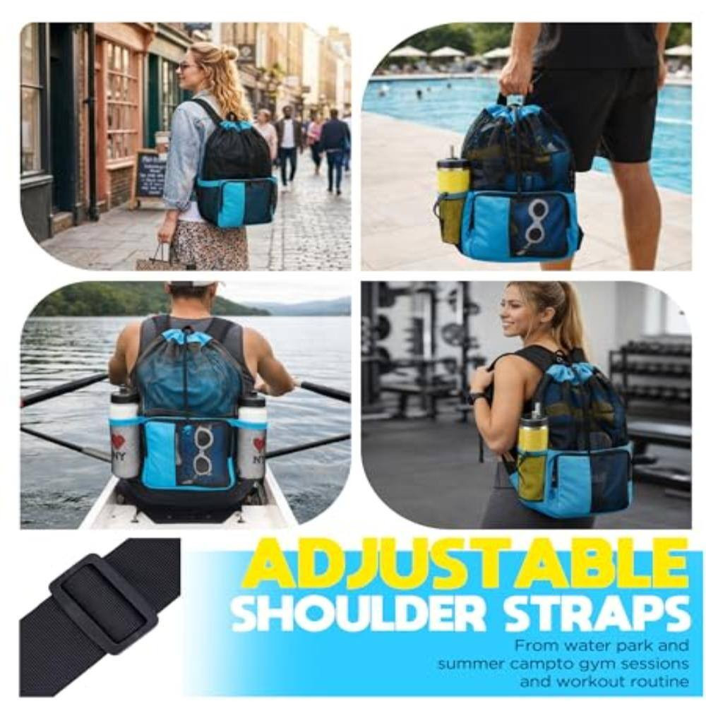 20L Mesh Swim Bag Backpack Quick-Dry Black 1 Piece