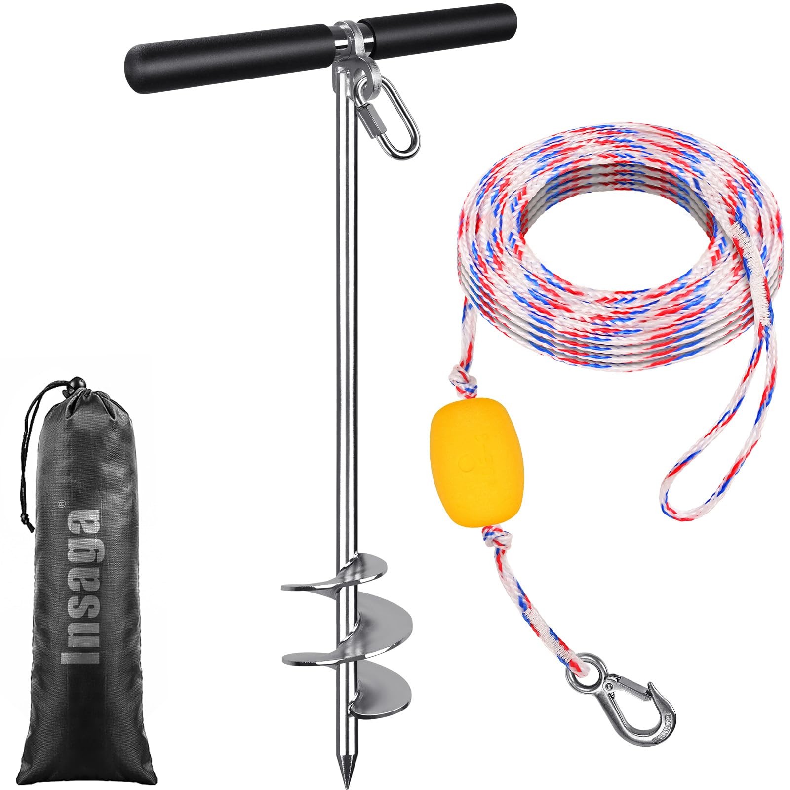 26” Sand Anchor for Boat with 32ft Rope, 304 Stainless Steel Boat Sand Ancho…