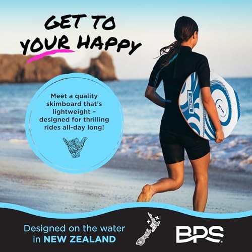New Zealand ‘Koru’ Skimboard with Colored EVA Grip 35 Inch Dark Blue, White