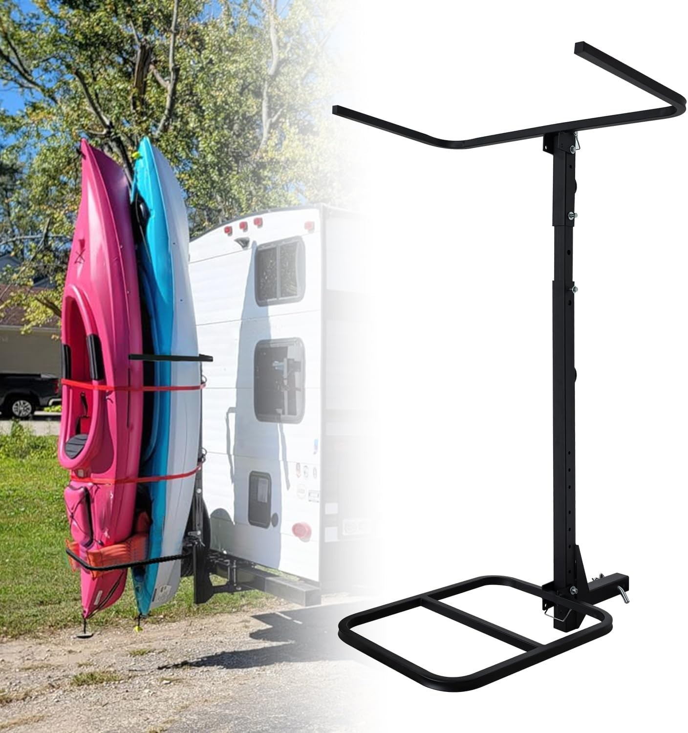 RV Hitch Kayak Rack 2” Receiver Adjustable Vertical Carrier up to 12ft 300lbs