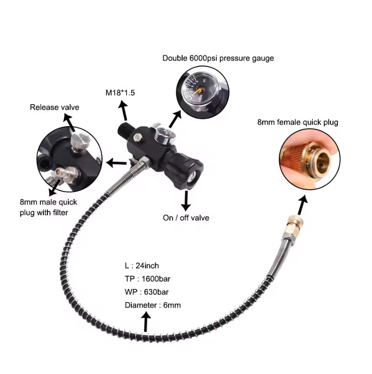 3L / 6.8L Carbon Fiber Cylinder High Pressure Air Tank Fill Station Scuba Diving