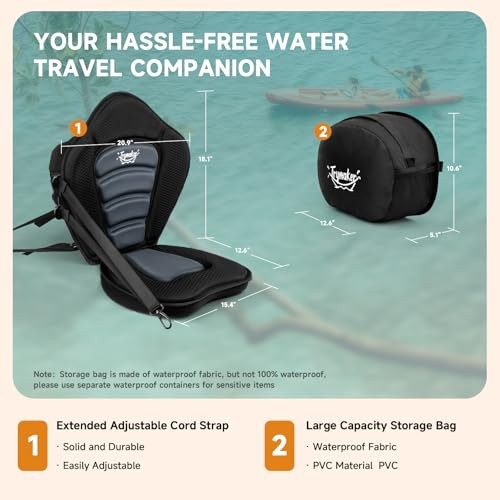 Kayak Seats with Back Support, Thick Paddle Board Seat, Universal 1 Pack Gray