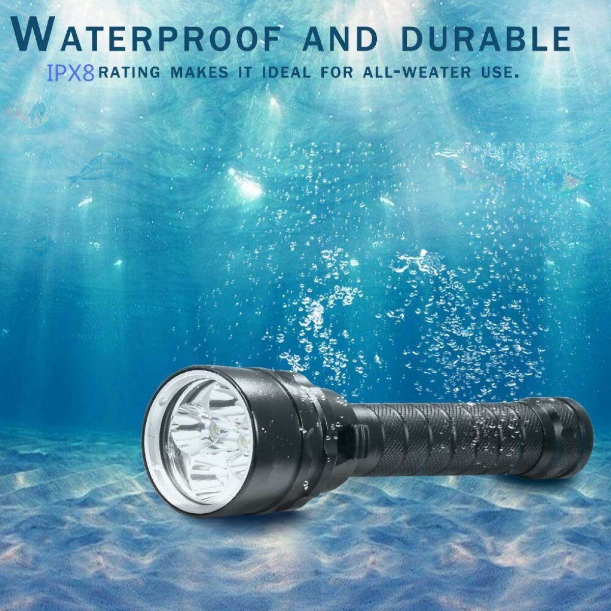 Scuba Diving Flashlight 3000 Lumens Unde Water 100 Meters Waterproof LED US