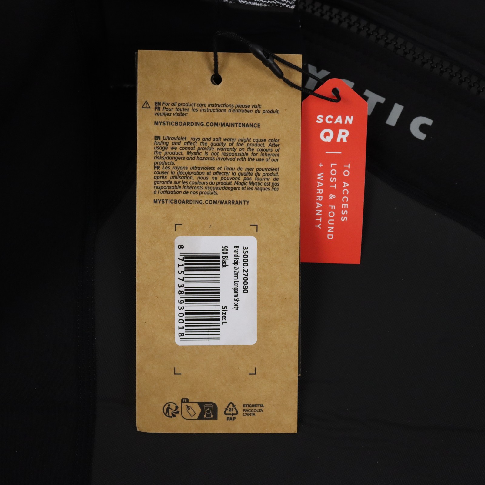 Mystic Brand Front Zip 2/2mm Longarm Shorty Wetsuit in Black Men’s Size Large