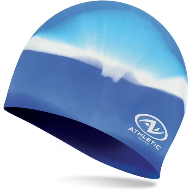 ATHLETIC WORKS Junior / Youth Swim Cap 100% Silicone Latex Free – Ice Blue