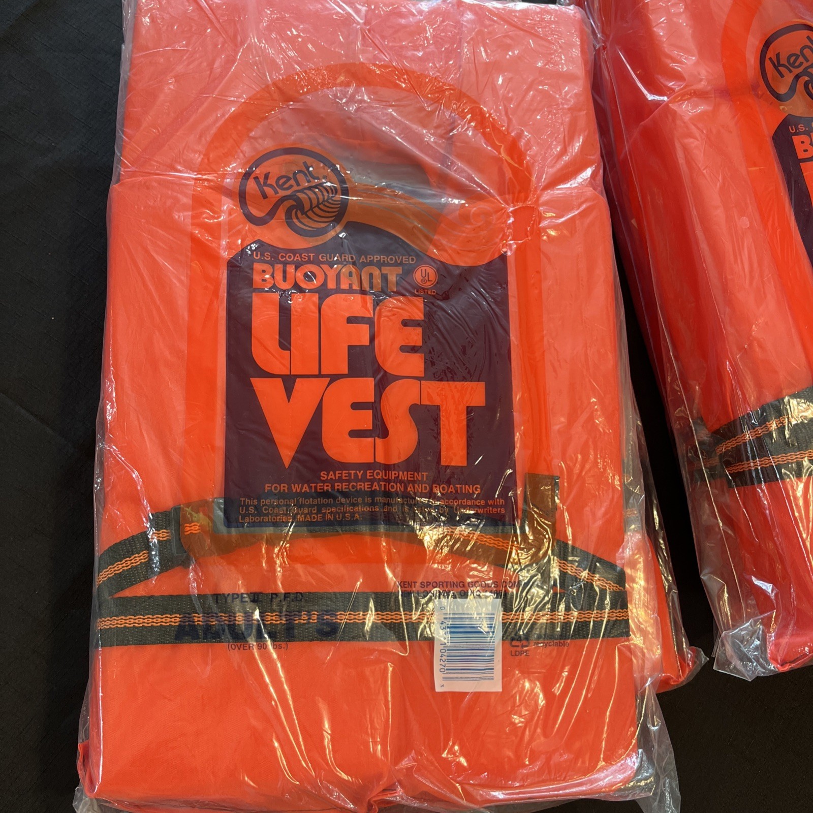 Adult’s Kent Buoyant Life Vest Over 90 lbs Neon Orange TYPE 2-P.F.D USA (4)