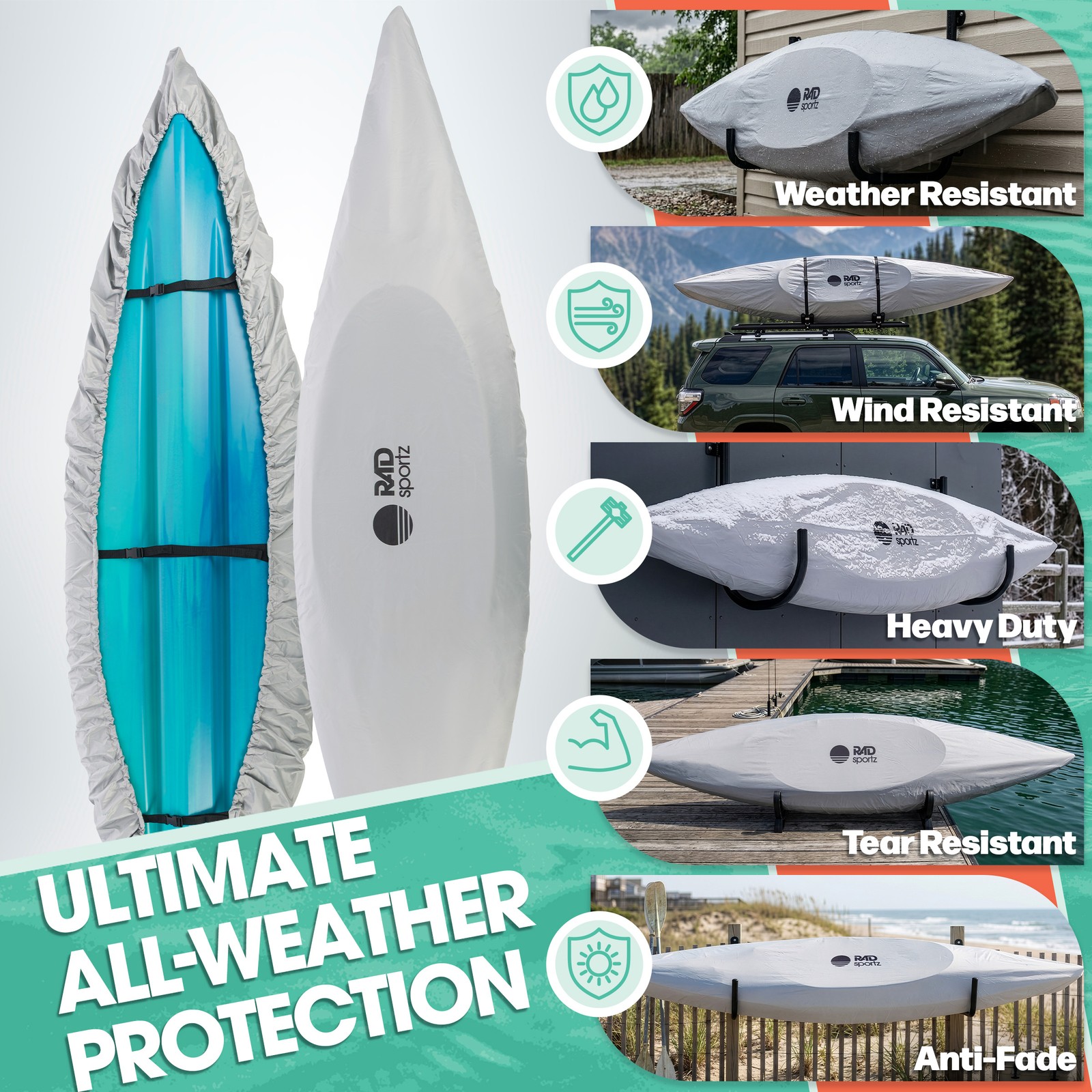 RAD Sportz Kayak Cover for 10.8 to 12ft Canoe, Paddle Board, SUP or Boat