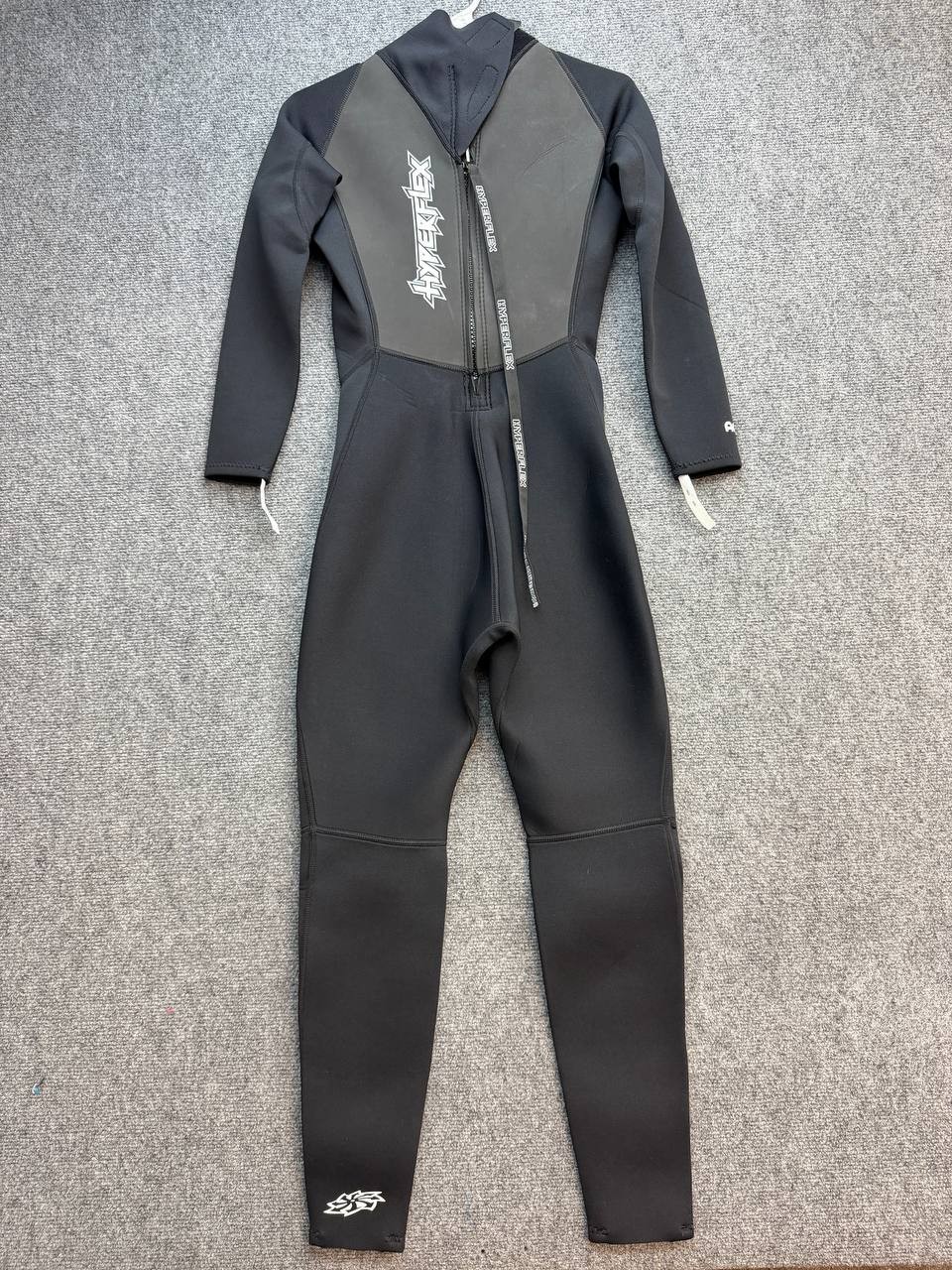 Hyperflex Women’s Size 8 Hooded Full Wetsuit Black Gray Front Zip Neoprene