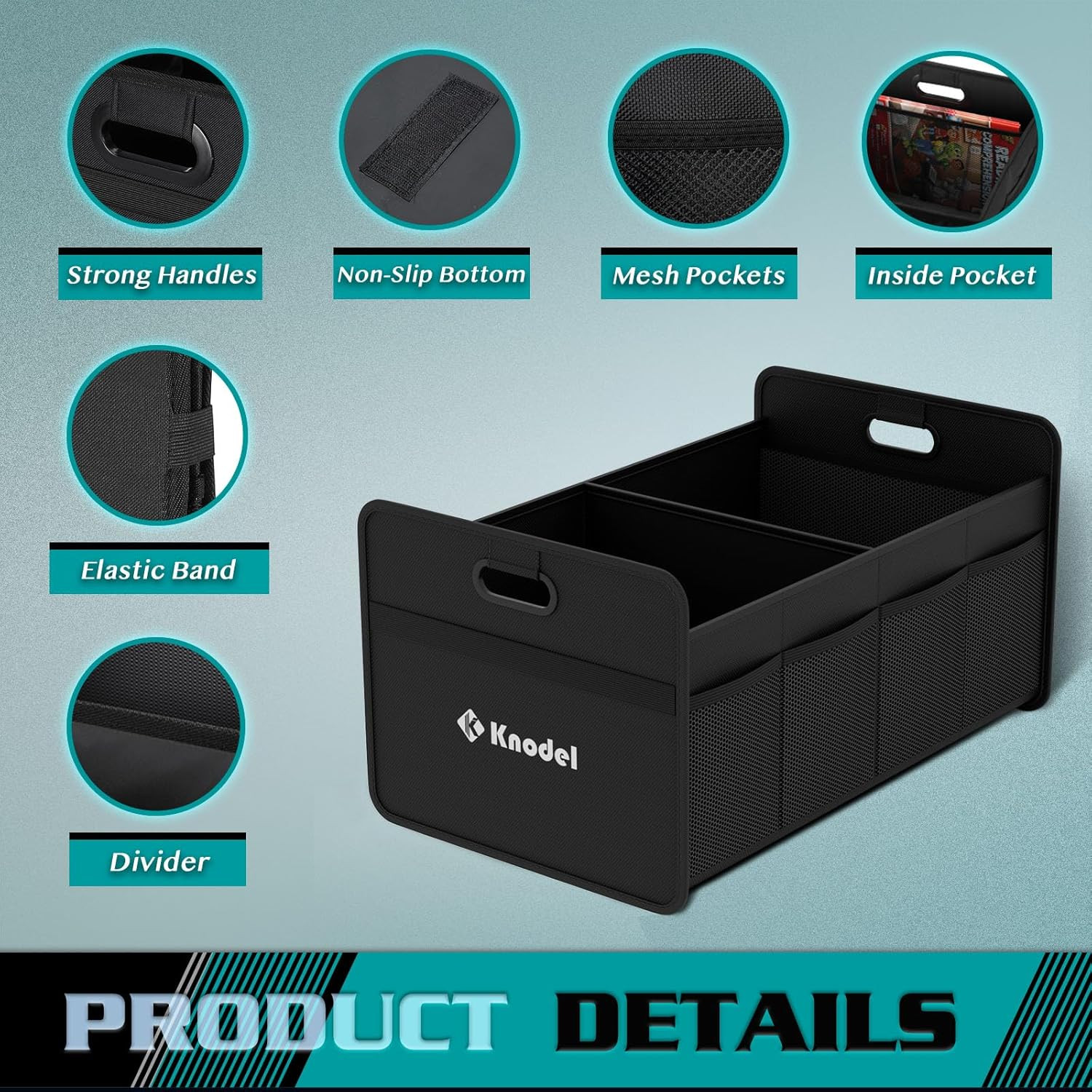 Foldable Car Trunk Organizer Black Storage Cargo Organizer W Handles Storage Bin