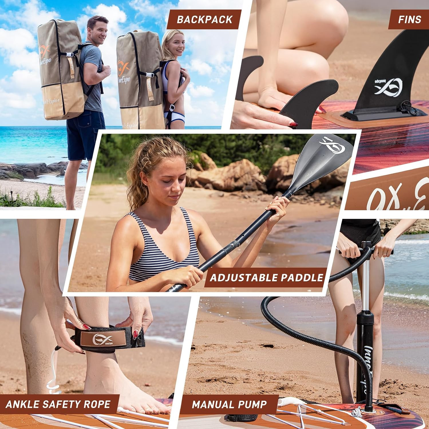 11′ Inflatable Stand Up Paddle Boards with Premium Accessories, Wide Stable