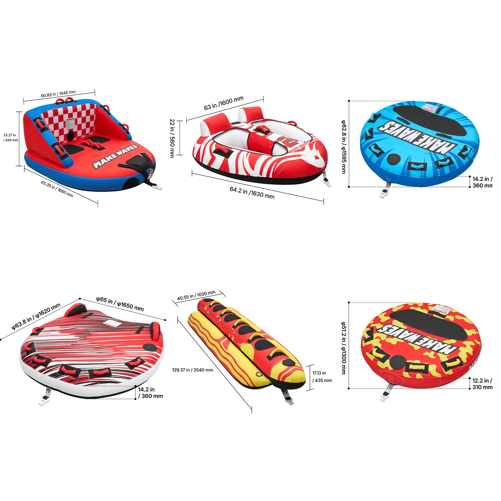 Uimoso Towable Inflatable Tube for 2-5 Riders Ideal for Water Sports and Boating