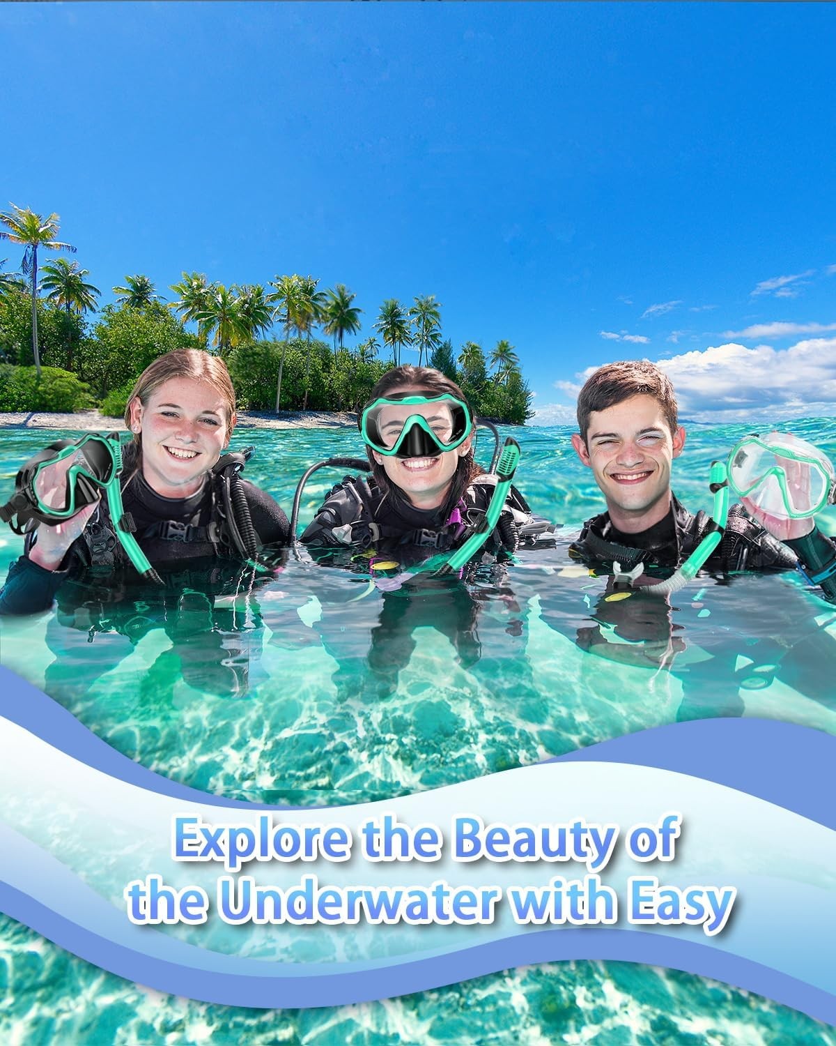 Snorkeling Gear for Adults, Adult 1 Set, Malachite Green (1 Set)