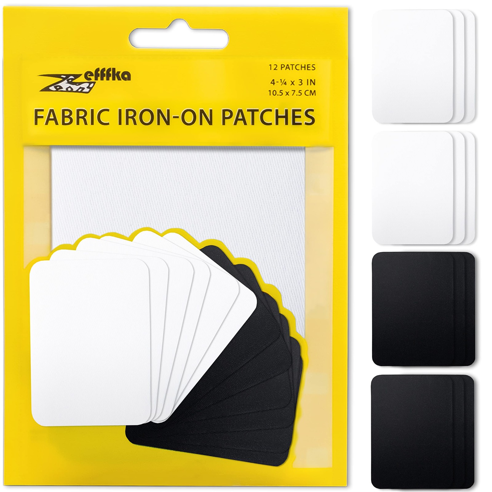 ZEFFFKA Premium Quality Fabric Iron-on Patches Inside & 1-Pack, Black&White