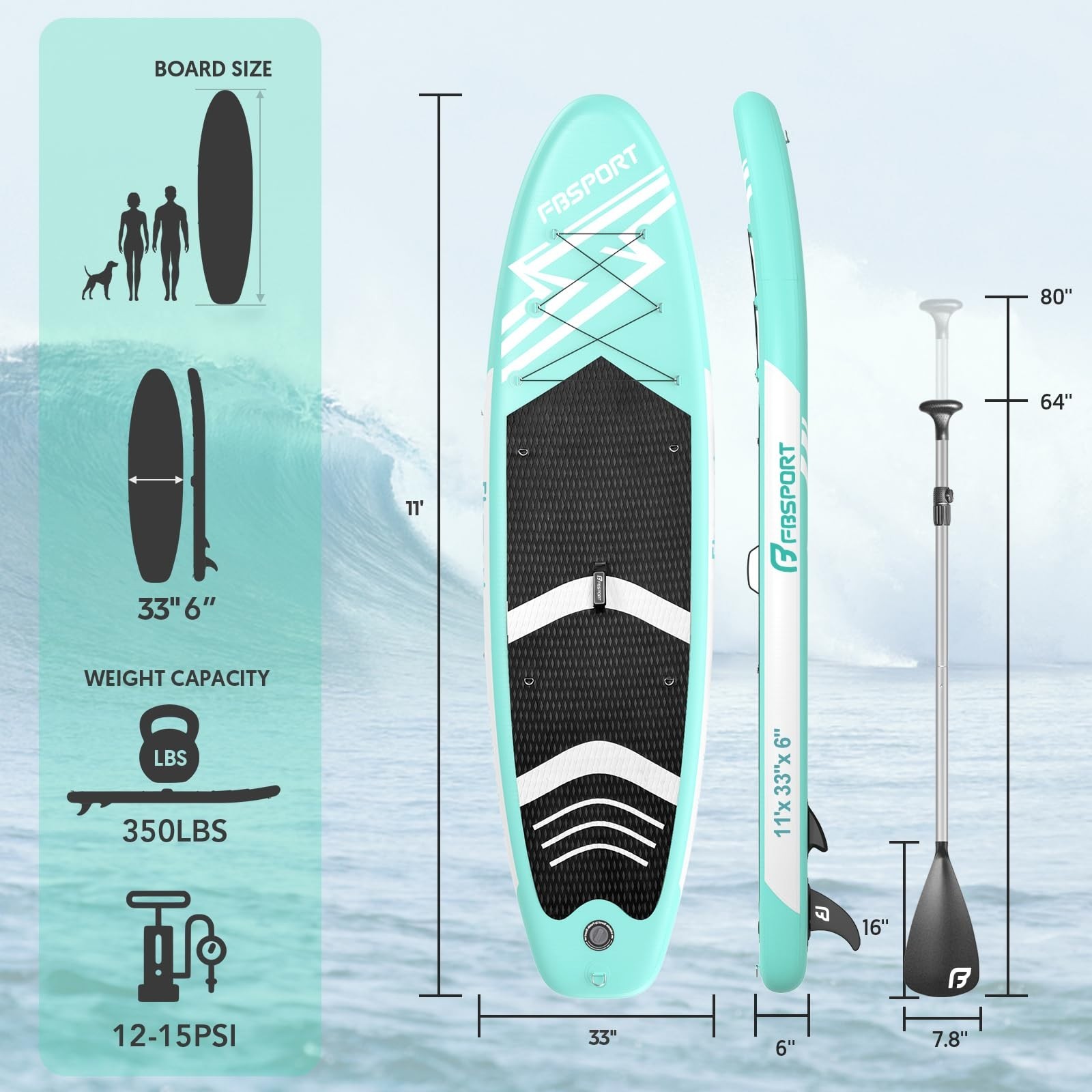 11′ Premium Stand Up Paddle Board – Yoga SUP with Accessories, Non-Slip Deck, Ca