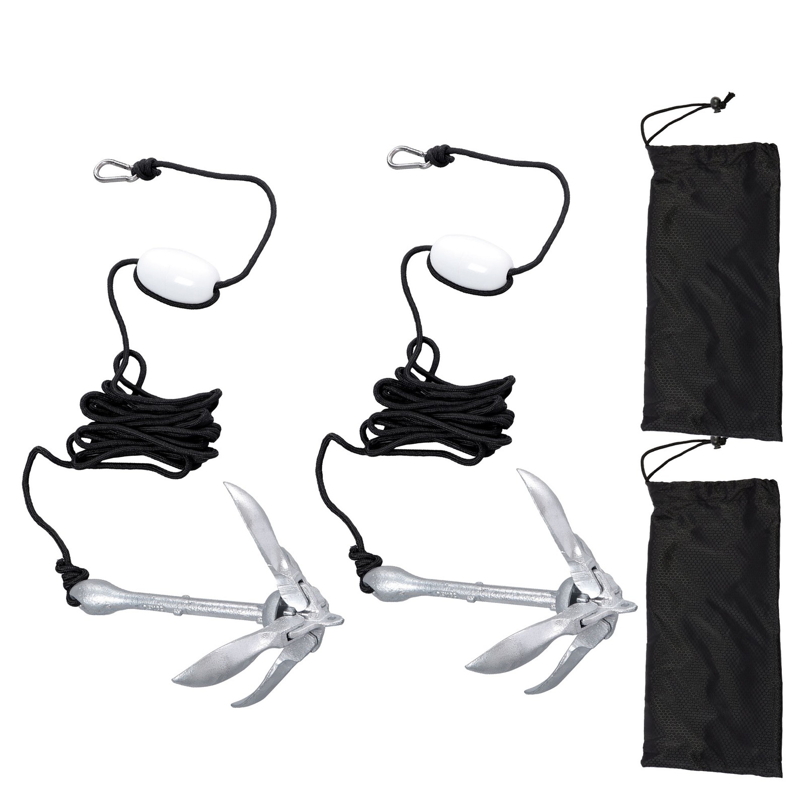 1.5 3.3 5.5 7.1lb 2-Pack Folding Anchor Set For Small Boats Canoe Paddle Boards