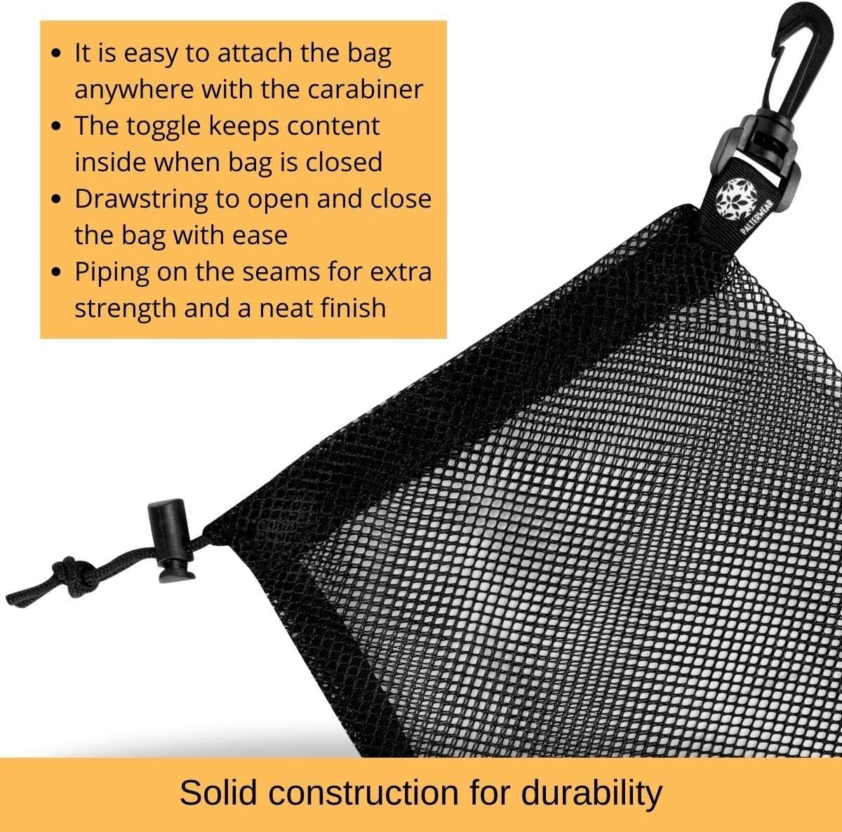 Set of 4 Water-Resistant Small Mesh Bags with Clip for Beach & Travel – 7×9 Inch