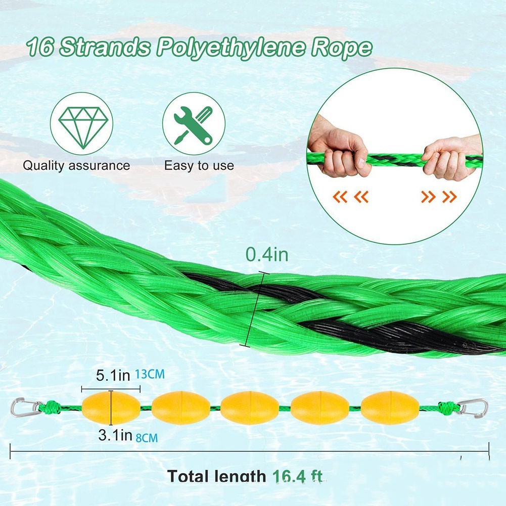 16ft 20ft Swimming Pool Lane Line Rope with 56 Buoys for Pool Safety Divider