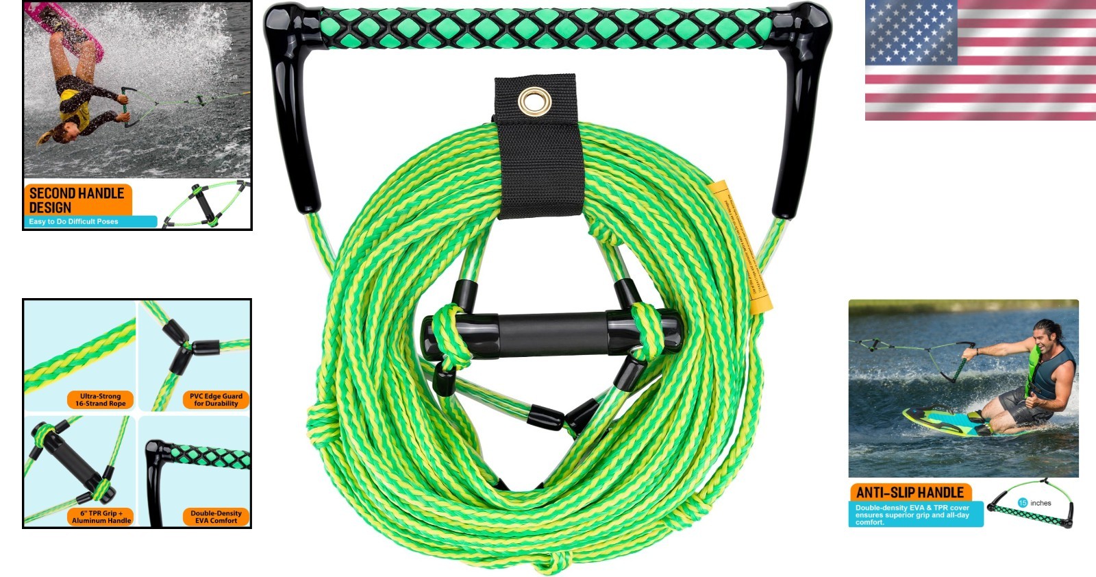 75FT Wakeboard Rope with EVA Handle – 2200 lbs Tensile Force