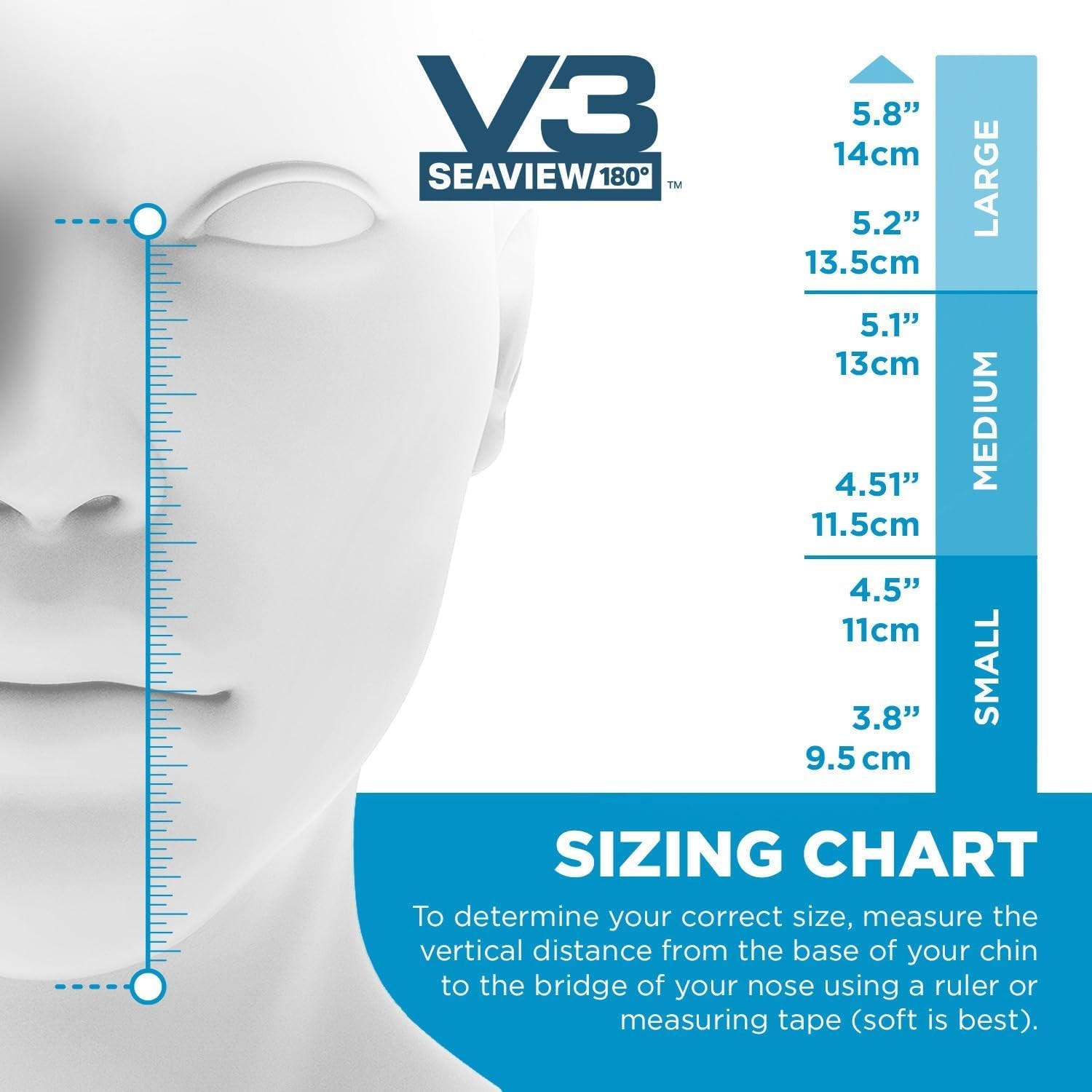 Seaview 180 V3 Full Face Snorkel Mask Adult- The is Small, Turquoise