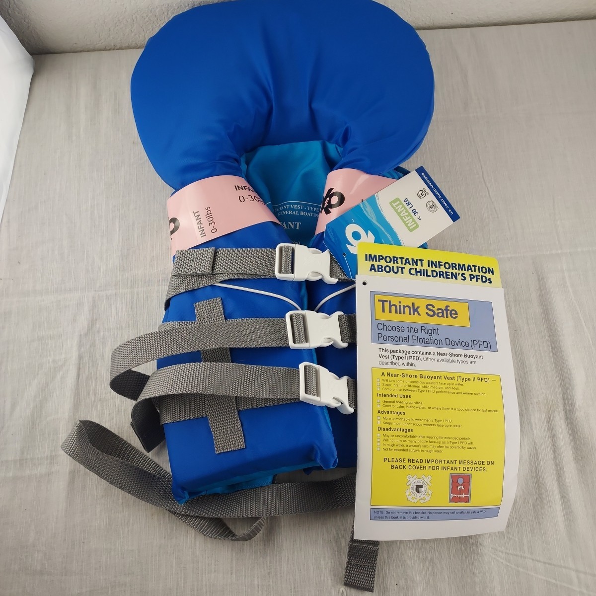 Infant Baby Life Vest Type II Up To 30 Pounds New X2O U.S. Coast Guard Approved