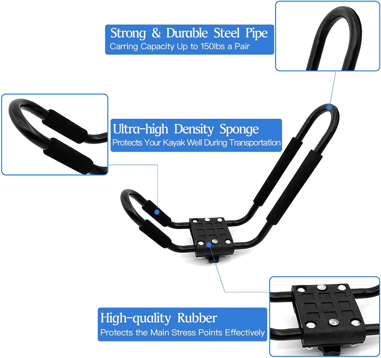2 Pairs Kayak Roof Racks Universal Crossbar Mount Load 150lbs Car