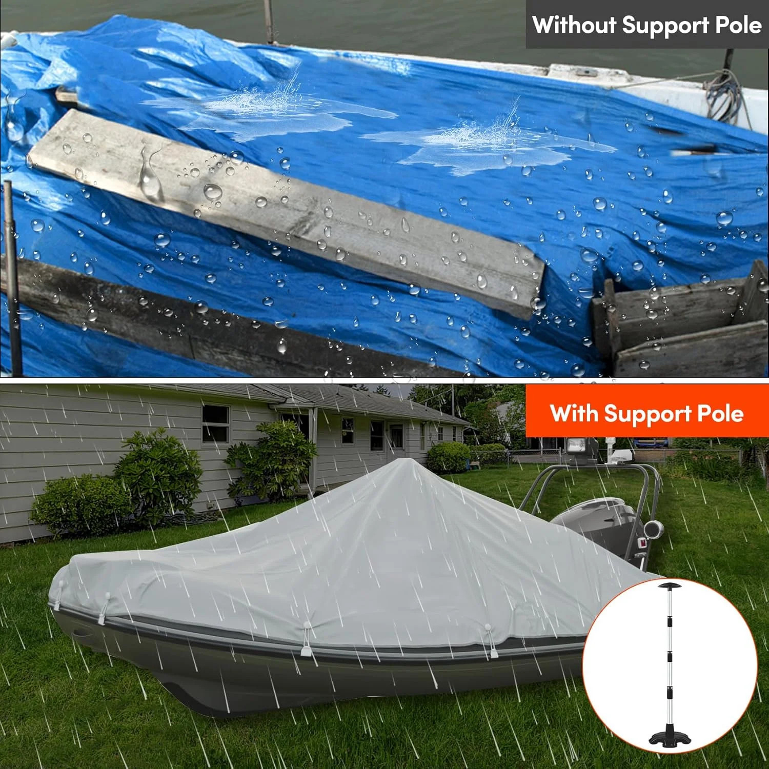 Boat Cover Support Poles 2 Pack,Height Adjustable Aluminum Support Pole with Non