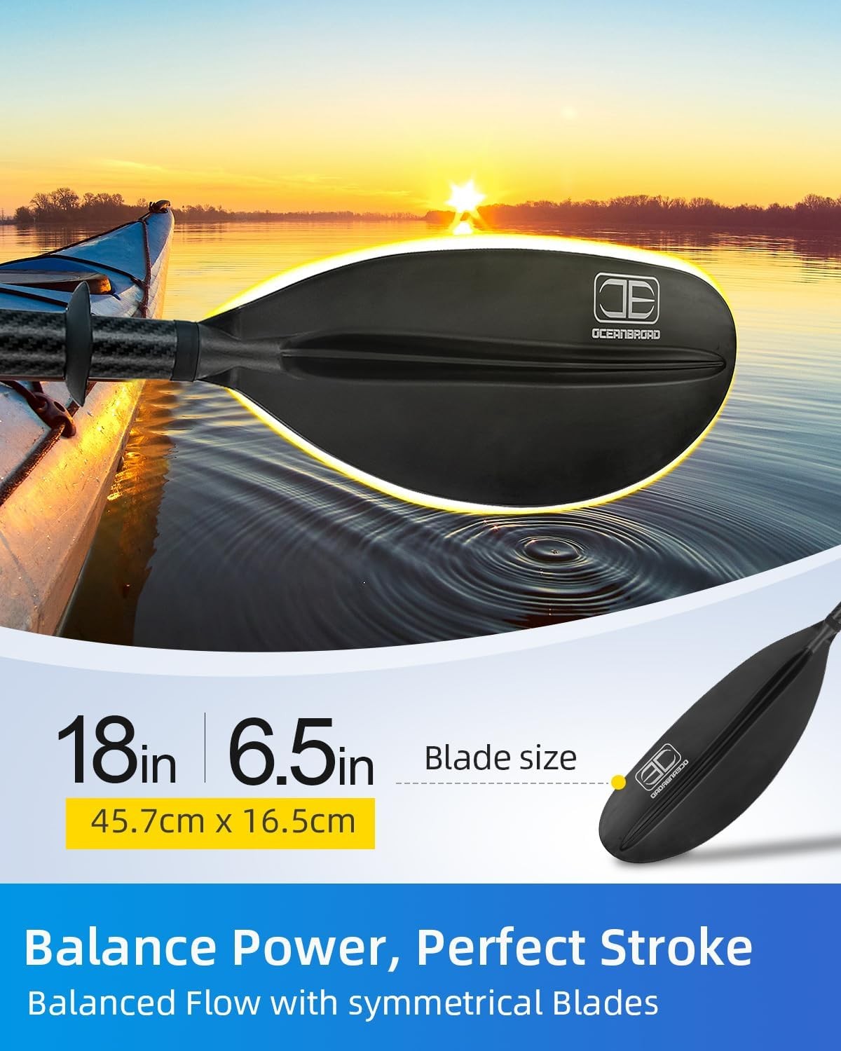Adjustable Carbon Fiber Kayak Paddle 86In/220Cm to 94In/240Cm Kayaking Oar for A