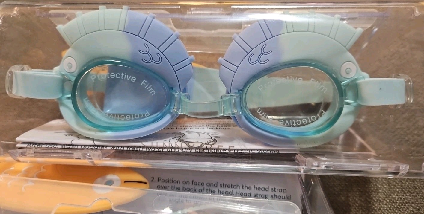 NEW Sunnylife Finn The Fish Goggles 3-9 Years Aqua Blue