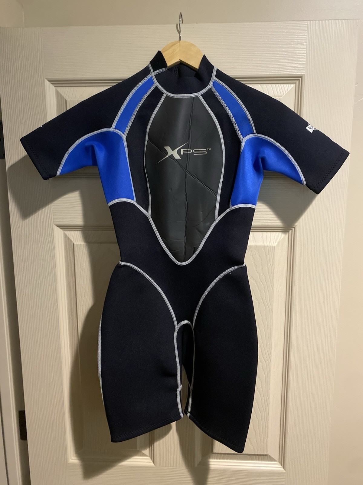 XPS SPRING SHORTY WETSUIT WOMEN’S BLUE ZIP UP 2X2 MM AQUALITE NEOPRENE SMALL