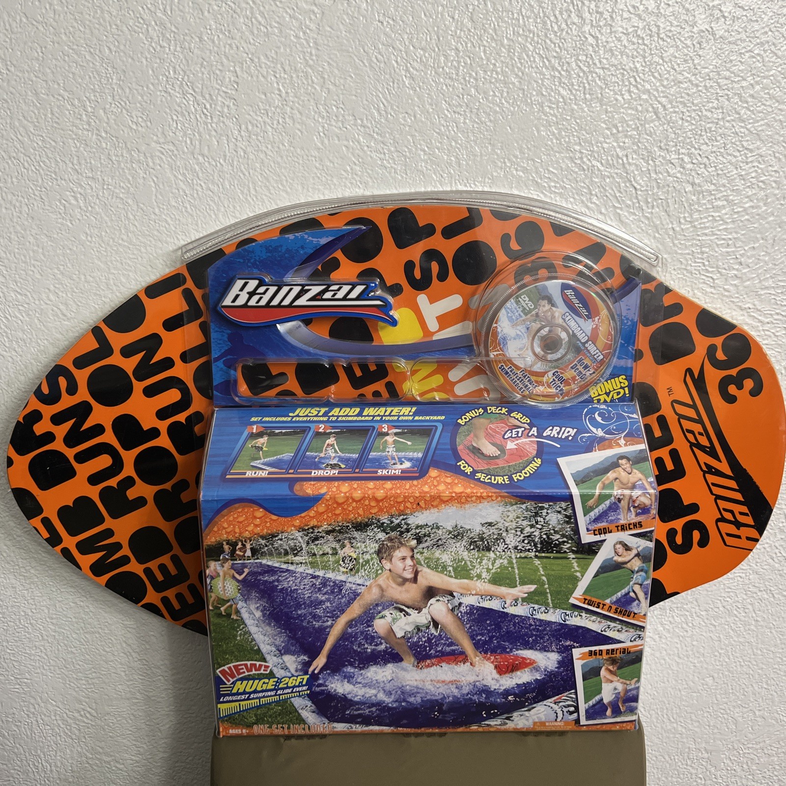 Banzai SkimBoard Surfer Pro Series. Skimboard With 26 Ft Long Surfing Slide .