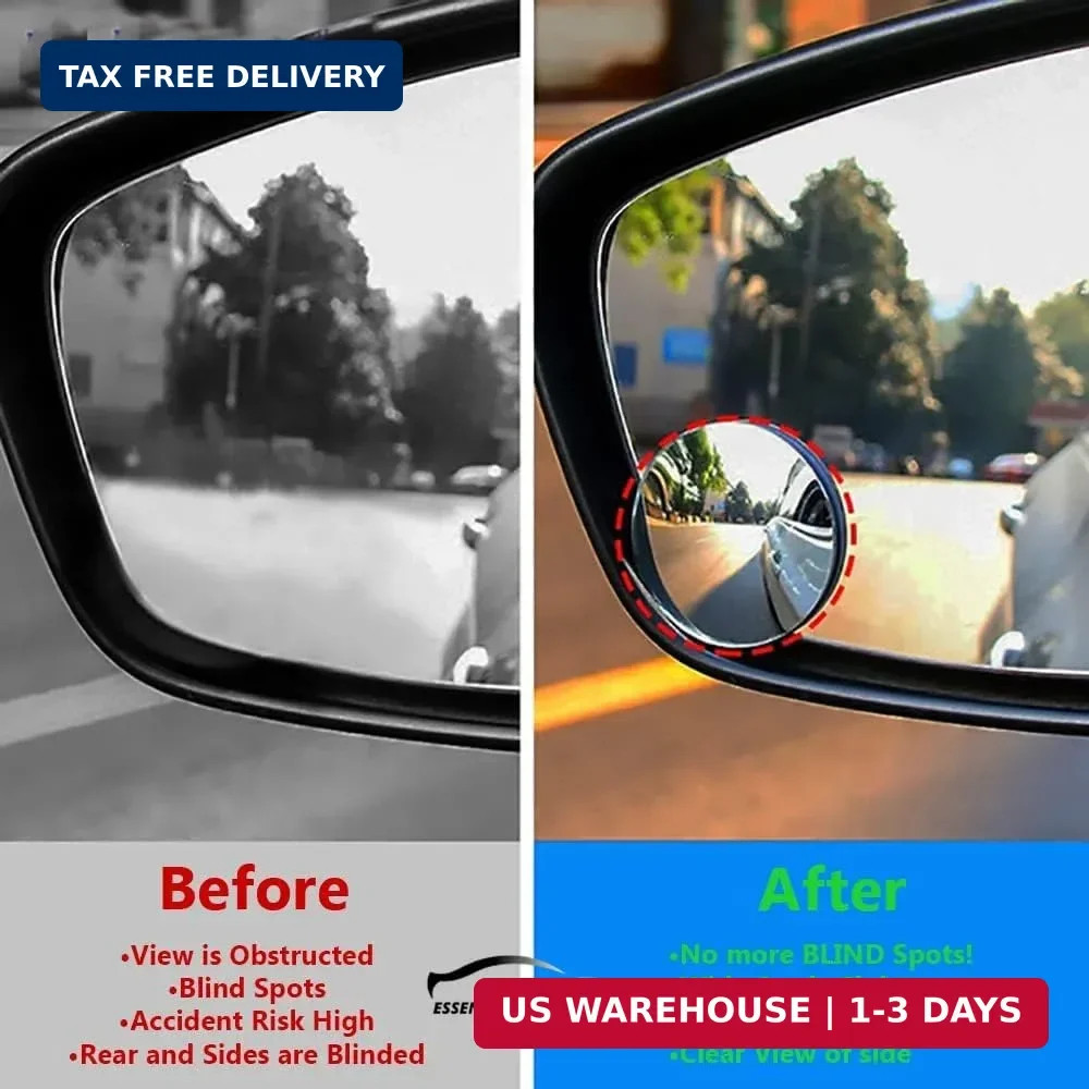 Blind Spot Car Mirror 2 Pack-2 Inch Round Rear View Convex Mirrors for Cars/SUVs