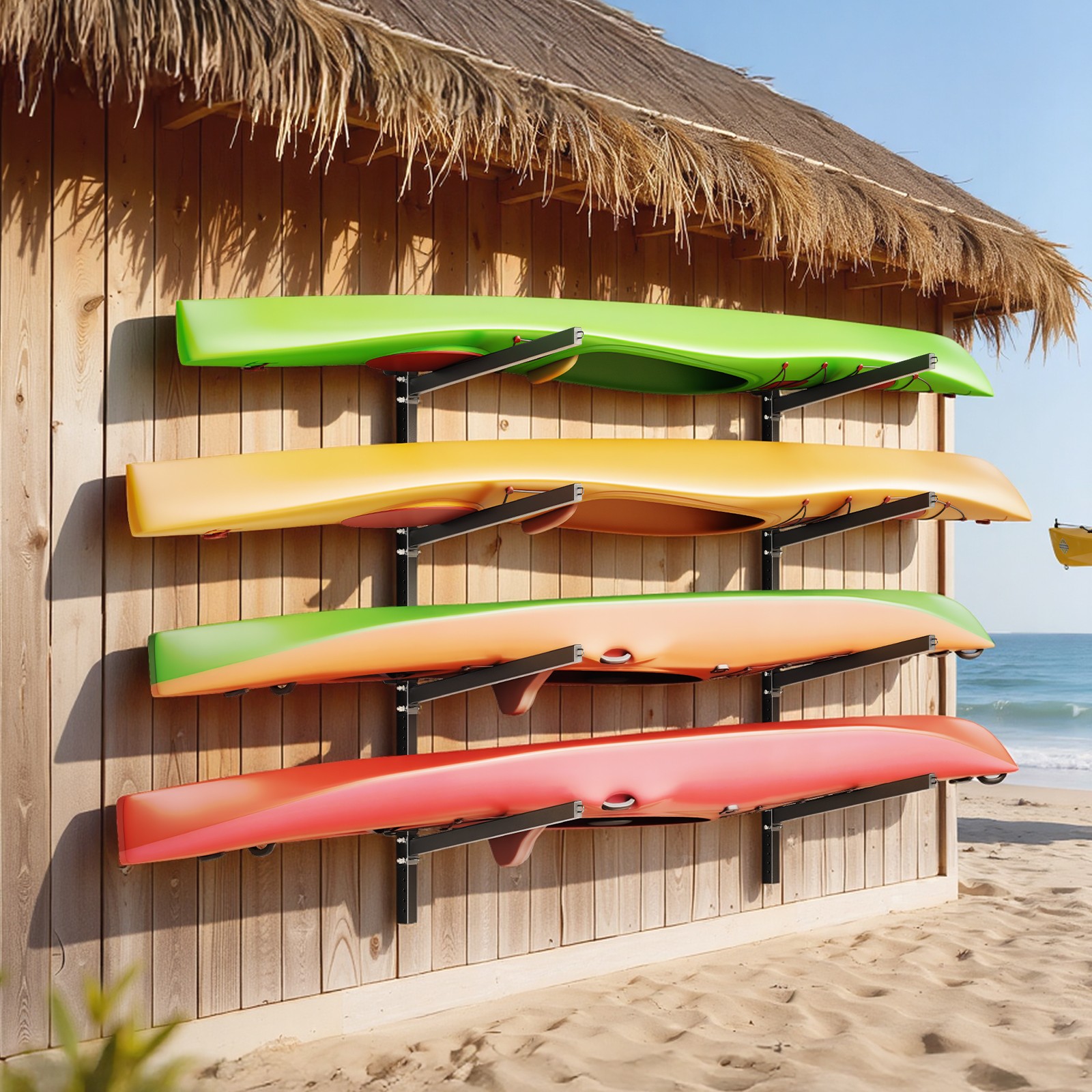VEVOR Kayak Storage Rack Wall Mounted Kayak Rack 4 Kayaks 300 lbs Paddleboard