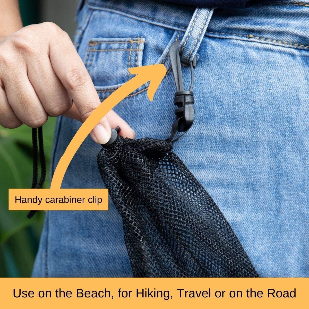 Set of 4 Water-Resistant Small Mesh Bags with Clip for Beach & Travel – 7×9 Inch